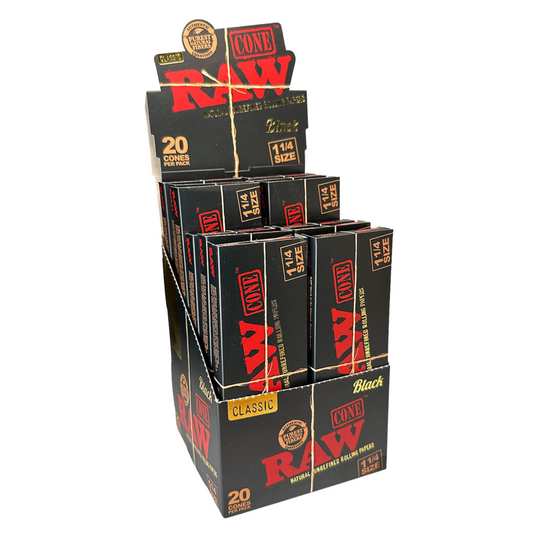 Caja RAW 12 Pack de 20 Black Conos 1 1/4